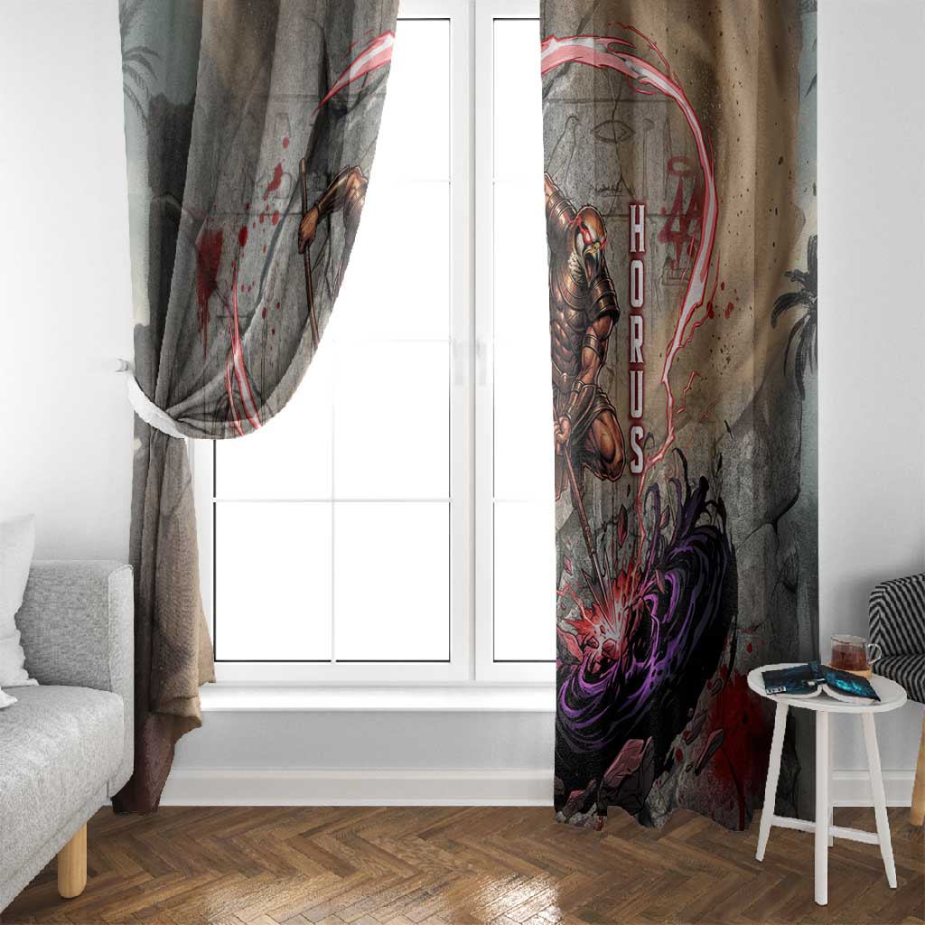 Horus Behdety Warrior Window Curtain with Falcon Mask and Spear Ancient Egyptian Combat