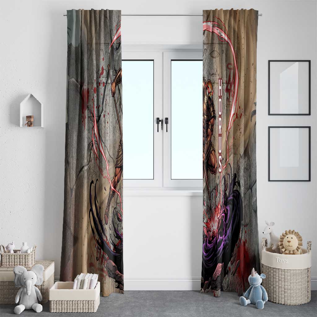 Horus Behdety Warrior Window Curtain with Falcon Mask and Spear Ancient Egyptian Combat