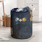 Heru-Ur Falcon Eyes Laundry Basket Solar Disk Ancient Egyptian Mythology in Dark Stone