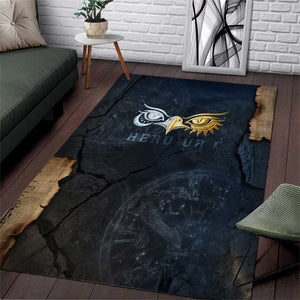 Heru-Ur Falcon Eyes Area Rug Solar Disk Ancient Egyptian Mythology in Dark Stone