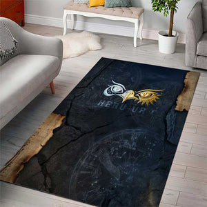 Heru-Ur Falcon Eyes Area Rug Solar Disk Ancient Egyptian Mythology in Dark Stone