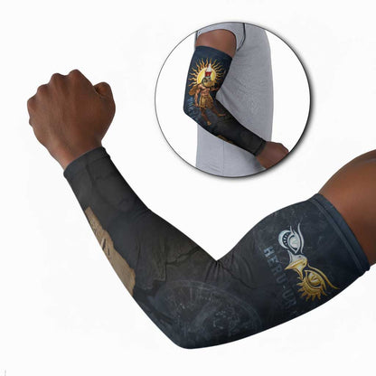 Heru-Ur Falcon Eyes Arm Sleeves Solar Disk Ancient Egyptian Mythology in Dark Stone
