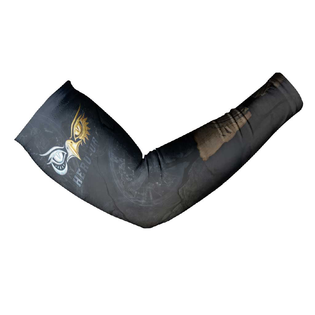 Heru-Ur Falcon Eyes Arm Sleeves Solar Disk Ancient Egyptian Mythology in Dark Stone