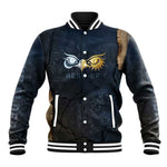 Heru-Ur Falcon Eyes Baseball Jacket Solar Disk Ancient Egyptian Mythology in Dark Stone