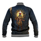 Heru-Ur Falcon Eyes Baseball Jacket Solar Disk Ancient Egyptian Mythology in Dark Stone