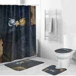 Heru-Ur Falcon Eyes Bathroom Set Solar Disk Ancient Egyptian Mythology in Dark Stone