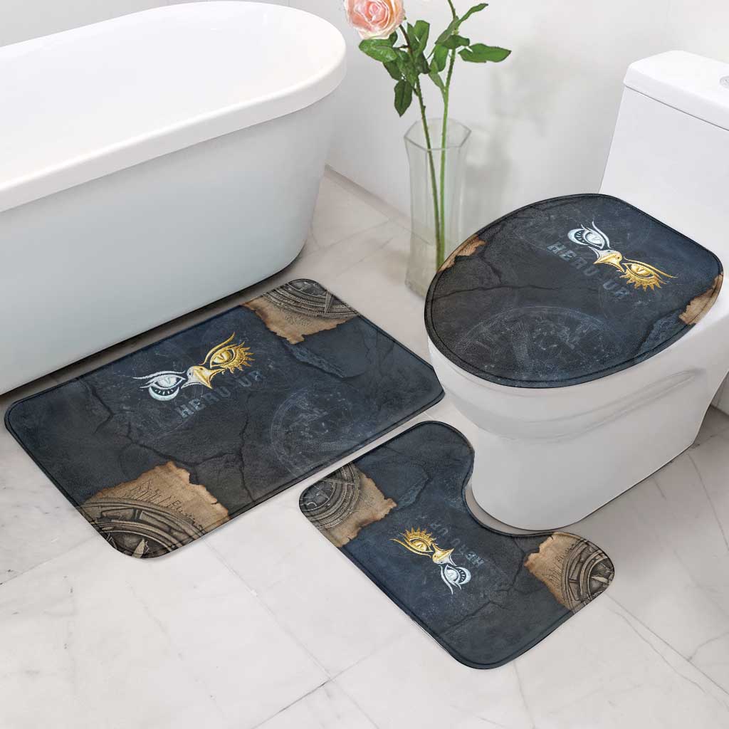 Heru-Ur Falcon Eyes Bathroom Set Solar Disk Ancient Egyptian Mythology in Dark Stone