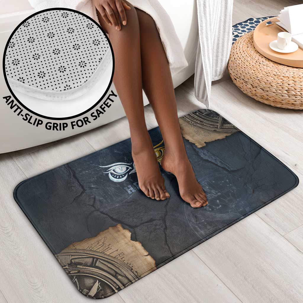 Heru-Ur Falcon Eyes Bathroom Set Solar Disk Ancient Egyptian Mythology in Dark Stone