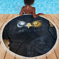 Heru-Ur Falcon Eyes Beach Blanket Solar Disk Ancient Egyptian Mythology in Dark Stone
