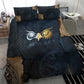 Heru-Ur Falcon Eyes Bedding Set Solar Disk Ancient Egyptian Mythology in Dark Stone