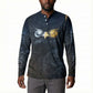 Heru-Ur Falcon Eyes Button Sweatshirt Solar Disk Ancient Egyptian Mythology in Dark Stone