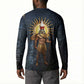 Heru-Ur Falcon Eyes Button Sweatshirt Solar Disk Ancient Egyptian Mythology in Dark Stone
