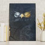 Heru-Ur Falcon Eyes Canvas Wall Art Solar Disk Ancient Egyptian Mythology in Dark Stone