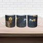 Heru-Ur Falcon Eyes Ceramic Mug Solar Disk Ancient Egyptian Mythology in Dark Stone
