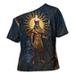 Heru-Ur Falcon Eyes Cross Shoulder Shirt Solar Disk Ancient Egyptian Mythology in Dark Stone