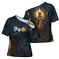 Heru-Ur Falcon Eyes Cross Shoulder Shirt Solar Disk Ancient Egyptian Mythology in Dark Stone