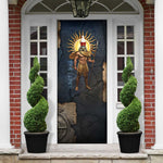 Heru-Ur Falcon Eyes Door Cover Solar Disk Ancient Egyptian Mythology in Dark Stone