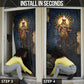 Heru-Ur Falcon Eyes Door Cover Solar Disk Ancient Egyptian Mythology in Dark Stone