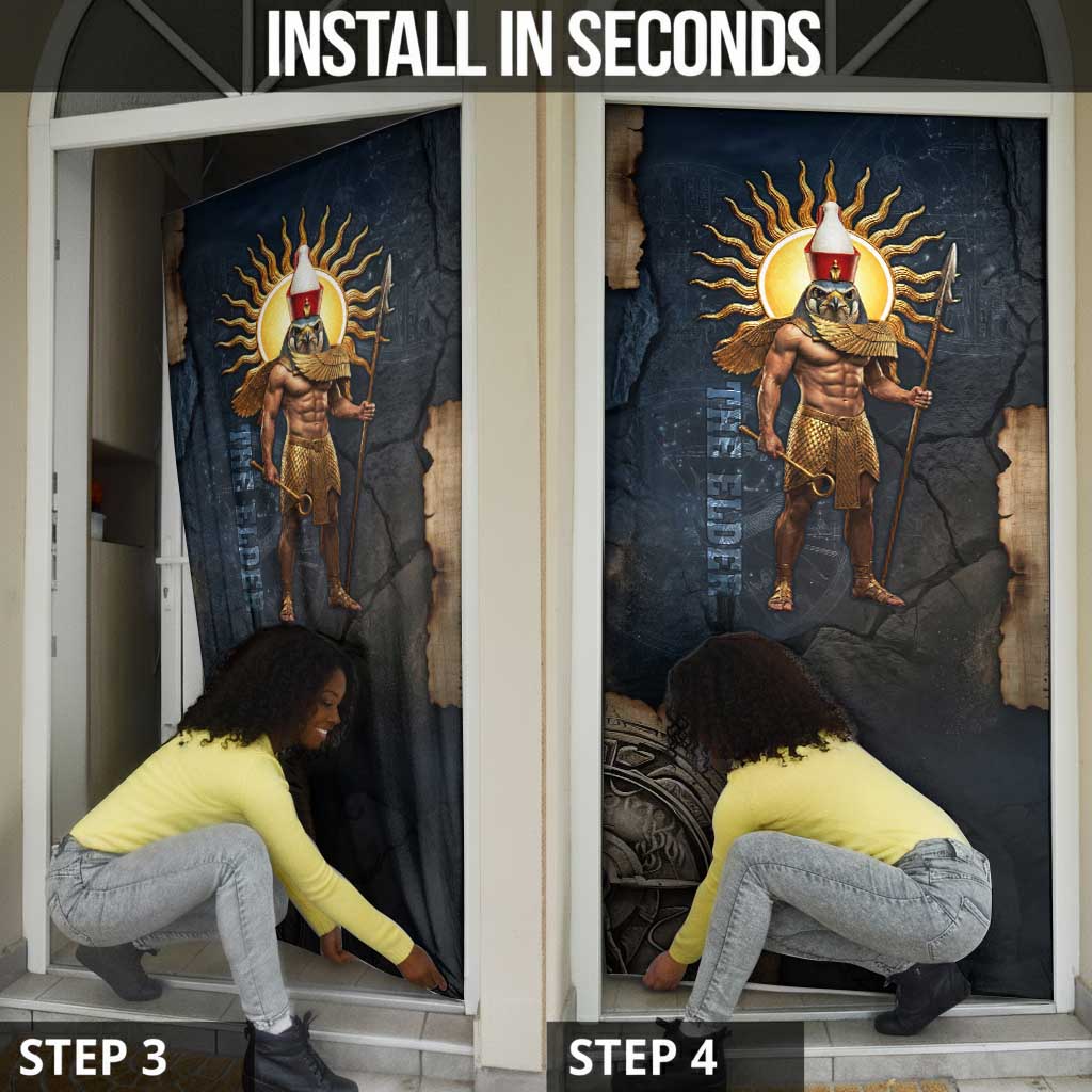Heru-Ur Falcon Eyes Door Cover Solar Disk Ancient Egyptian Mythology in Dark Stone