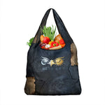 Heru-Ur Falcon Eyes Grocery Bag Solar Disk Ancient Egyptian Mythology in Dark Stone