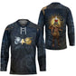 Heru-Ur Falcon Eyes Hockey Jersey Solar Disk Ancient Egyptian Mythology in Dark Stone