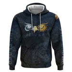 Heru-Ur Falcon Eyes Hoodie Solar Disk Ancient Egyptian Mythology in Dark Stone