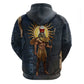 Heru-Ur Falcon Eyes Hoodie Solar Disk Ancient Egyptian Mythology in Dark Stone