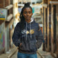 Heru-Ur Falcon Eyes Hoodie Solar Disk Ancient Egyptian Mythology in Dark Stone