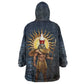 Heru-Ur Falcon Eyes Kid Wearable Blanket Hoodie Solar Disk Ancient Egyptian Mythology in Dark Stone