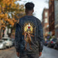 Heru-Ur Falcon Eyes Long Sleeve Shirt Solar Disk Ancient Egyptian Mythology in Dark Stone