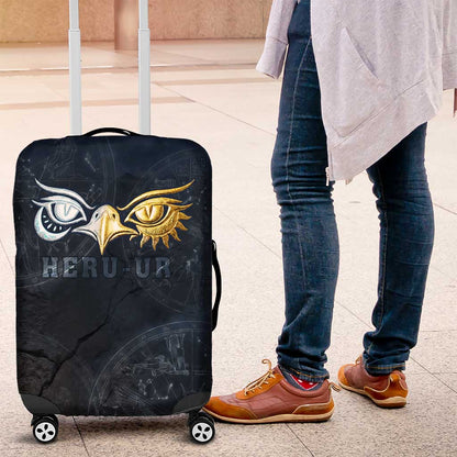 Heru-Ur Falcon Eyes Luggage Cover Solar Disk Ancient Egyptian Mythology in Dark Stone
