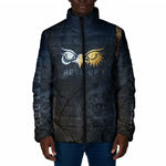 Heru-Ur Falcon Eyes Padded Jacket Solar Disk Ancient Egyptian Mythology in Dark Stone