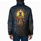 Heru-Ur Falcon Eyes Padded Jacket Solar Disk Ancient Egyptian Mythology in Dark Stone