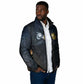 Heru-Ur Falcon Eyes Padded Jacket Solar Disk Ancient Egyptian Mythology in Dark Stone