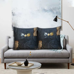 Heru-Ur Falcon Eyes Pillow Cover Solar Disk Ancient Egyptian Mythology in Dark Stone