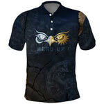 Heru-Ur Falcon Eyes Polo Shirt Solar Disk Ancient Egyptian Mythology in Dark Stone