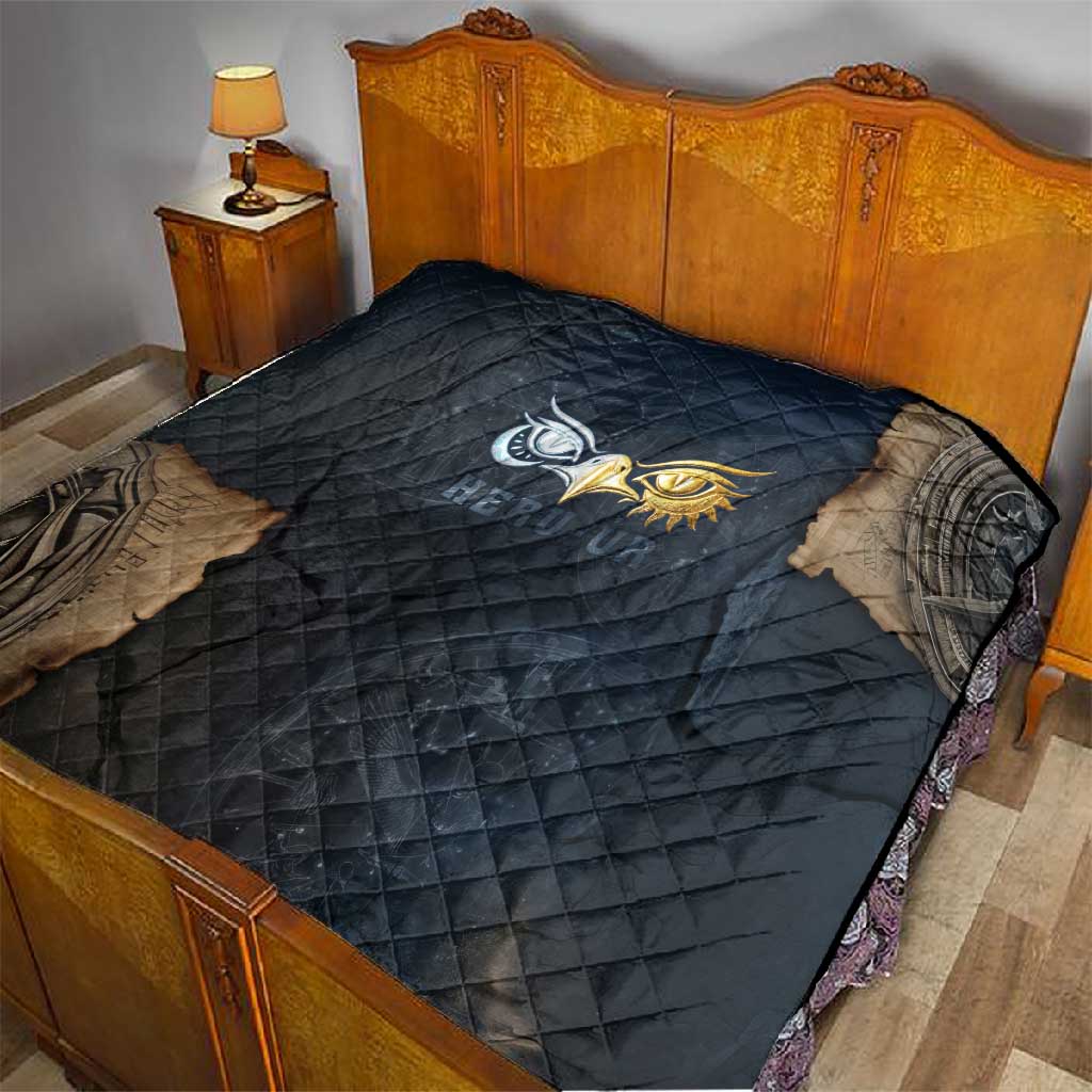 Heru-Ur Falcon Eyes Quilt Solar Disk Ancient Egyptian Mythology in Dark Stone