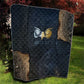 Heru-Ur Falcon Eyes Quilt Solar Disk Ancient Egyptian Mythology in Dark Stone