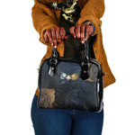 Heru-Ur Falcon Eyes Shoulder Handbag Solar Disk Ancient Egyptian Mythology in Dark Stone