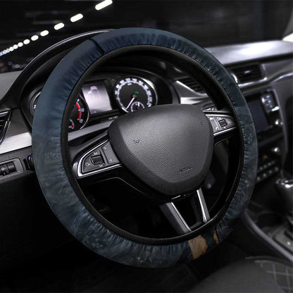 Heru-Ur Falcon Eyes Steering Wheel Cover Solar Disk Ancient Egyptian Mythology in Dark Stone