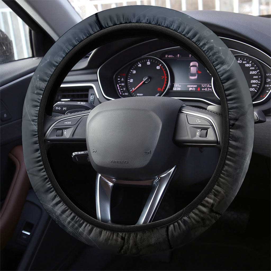 Heru-Ur Falcon Eyes Steering Wheel Cover Solar Disk Ancient Egyptian Mythology in Dark Stone