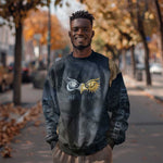 Heru-Ur Falcon Eyes Sweatshirt Solar Disk Ancient Egyptian Mythology in Dark Stone