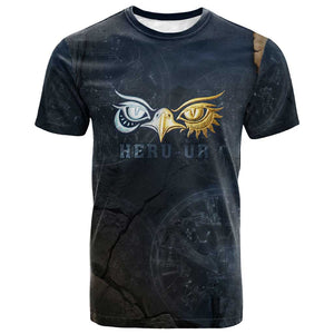 Heru-Ur Falcon Eyes T shirt Solar Disk Ancient Egyptian Mythology in Dark Stone