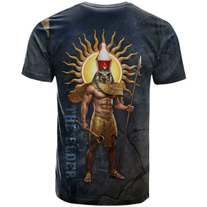 Heru-Ur Falcon Eyes T shirt Solar Disk Ancient Egyptian Mythology in Dark Stone