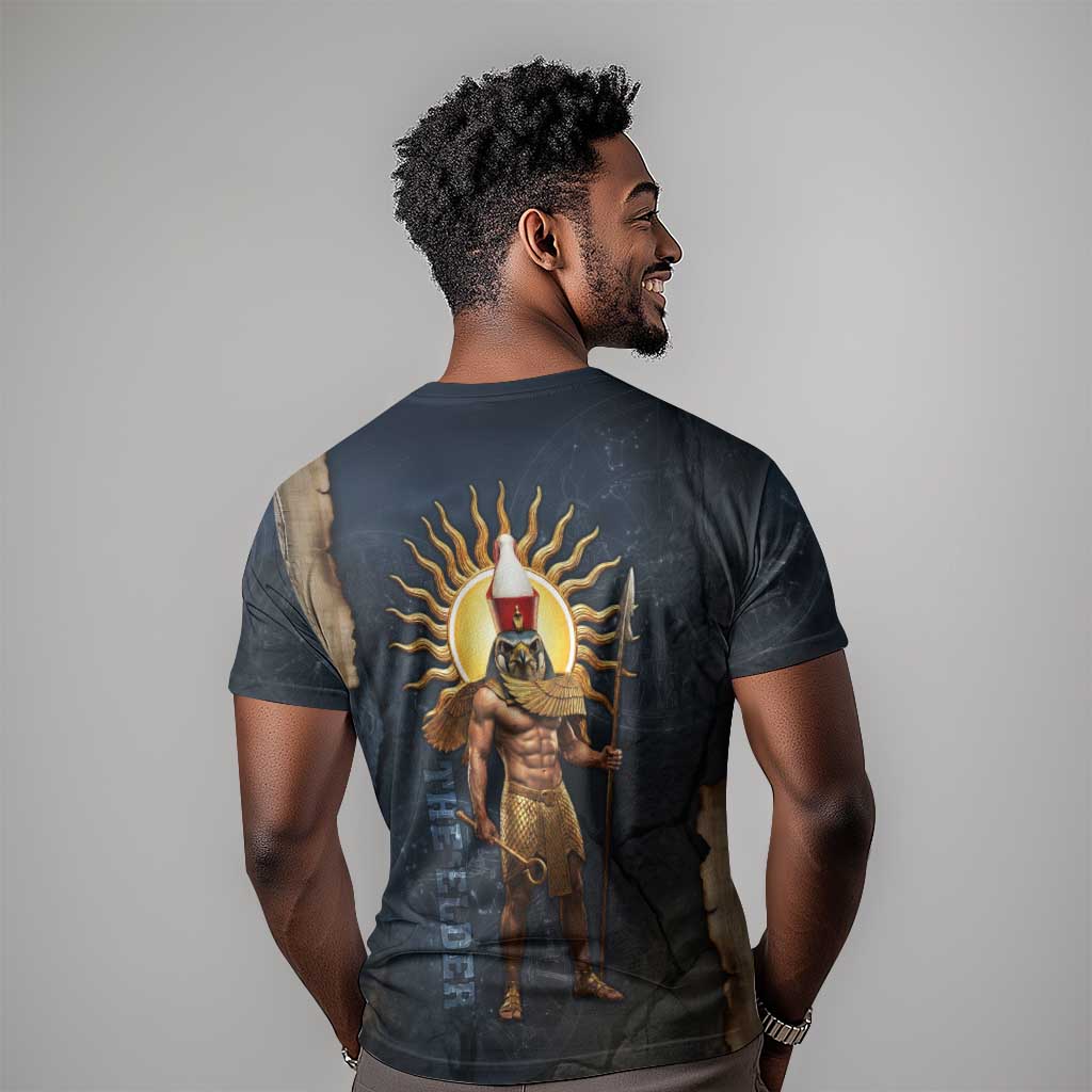 Heru-Ur Falcon Eyes T shirt Solar Disk Ancient Egyptian Mythology in Dark Stone