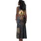 Heru-Ur Falcon Eyes Tank Maxi Dress Solar Disk Ancient Egyptian Mythology in Dark Stone
