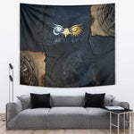 Heru-Ur Falcon Eyes Tapestry Solar Disk Ancient Egyptian Mythology in Dark Stone