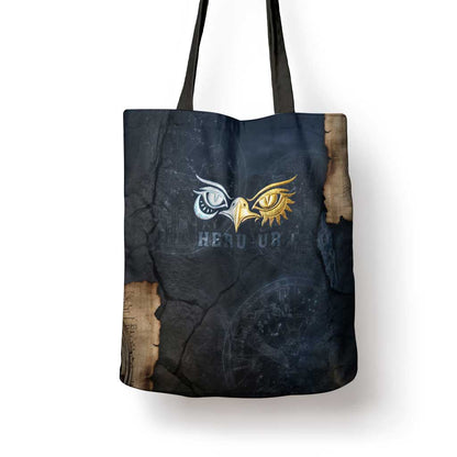 Heru-Ur Falcon Eyes Tote Bag Solar Disk Ancient Egyptian Mythology in Dark Stone