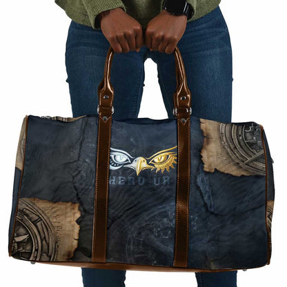Heru-Ur Falcon Eyes Travel Bag Solar Disk Ancient Egyptian Mythology in Dark Stone
