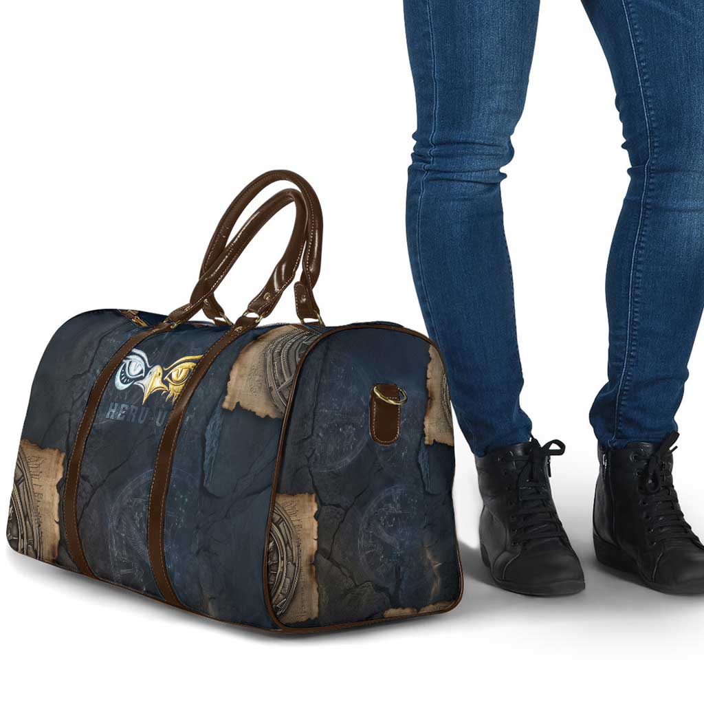 Heru-Ur Falcon Eyes Travel Bag Solar Disk Ancient Egyptian Mythology in Dark Stone